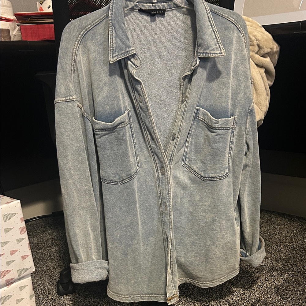 Jane and Delancey Light Blue Button-Down Denim Shirt